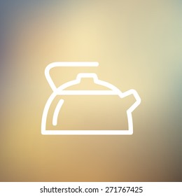 Línea delgada de icono de Kettle para el diseño web y móvil, minimalista moderno y plano. Icono blanco vectorial en el fondo de malla gradiente.