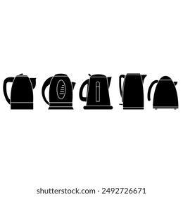Juego de Vectores de iconos de hervidor. Ilustración de la tetera colección. Símbolo de olla. Logo de Teakettle.