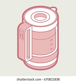 Kettle icon, vector symbol in isometric 3D style. Electric kettle