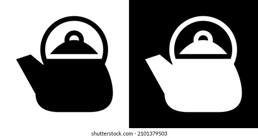 Kettle. Icon in White and Black Version.