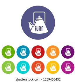 Kettle icons color set vector for any web design on white background