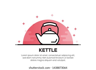KETTLE AND ILLUSTRATION ICON CONCEPT