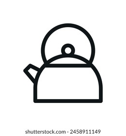 Kettle isolated icon, metal classic kettle vector symbol with editable stroke