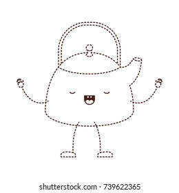 kettle jar cartoon dotted silhouette brown vector illustration