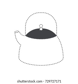 kettle jar flat black silhouette and dotted contour vector illustration