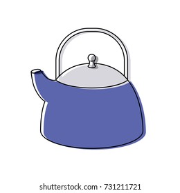 kettle jar utensil colorful watercolor silhouette vector illustration