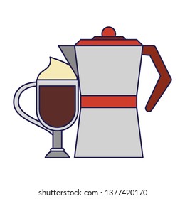 Kettle jug with cold sweet beverage blue lines