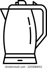 Kettle, kitchen, pot vector icon on transparent background. Outline Kettle, kitchen, pot vector icon