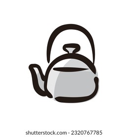 Kettle - Kitchen tool icon (Hand-drawn line, colored version)