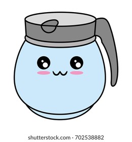 Kettle kitchenware utensil kawaii cute cartoon Vector ilustration