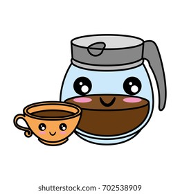 Kettle kitchenware utensil kawaii cute cartoon Vector ilustration