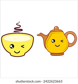 Kettle Lid Frying pan Pots. Vector illustration.