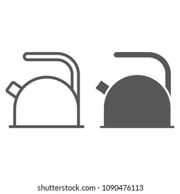 Kettle line and glyph icon, kitchen and cooking, teapot sign vector graphics, a linear pattern on a white background, eps 10.