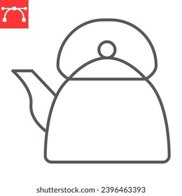 Kettle line icon, kitchen and teapot, kettle vector icon, vector graphics, editable stroke outline sign, eps 10.