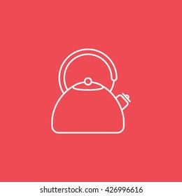 Kettle Line Icon On Red Background