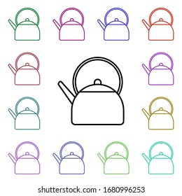 Kettle line multi color style icon. Simple thin line, outline vector of camping icons for ui and ux, website or mobile application