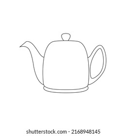 Kettle in line style isolated on white background. Vector illustration of teapot utensil. Flat design