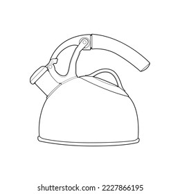 Kettle line vector art. Teapot logo. Kettle with handle isolated on white background. Kettle in line art style vector icon. 
