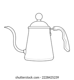 Kettle line vector art. Teapot logo. Kettle with handle isolated on white background. Kettle in line art style vector icon. 