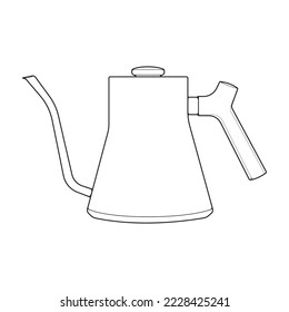 Kettle line vector art. Teapot logo. Kettle with handle isolated on white background. Kettle in line art style vector icon. 