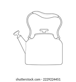 Kettle line vector art. Teapot logo. Kettle with handle isolated on white background. Kettle in line art style vector icon. 