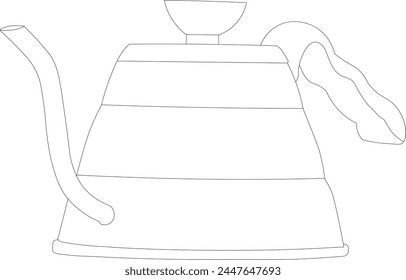 Wasserkocher-Linie Vektorgrafik. Teekannen-Logo. Wasserkocher mit Griff isoliert auf weißem Hintergrund Linie Art Stil Vektorgrafik Symbol