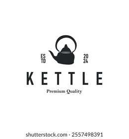 kettle logo design tea and hot drink. vintage concept illustration premium template