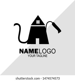 kettle logo with a shape like a house. can be used for brands and coffee shops. vector