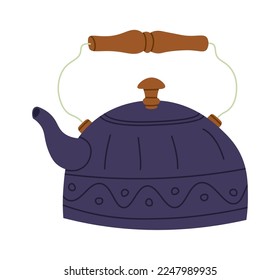 Hervidor de agua para un ícono plano de té matcha. Ilustración del vector