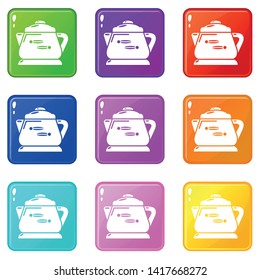 Kettle modern icons set 9 color collection isolated on white for any design