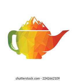 Kettle Mountain logo concept design.  Mountain Teapot logo vector.