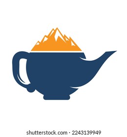 Diseño del logo de Kettle Mountain.  Vector del logo de Mountain Teapot.