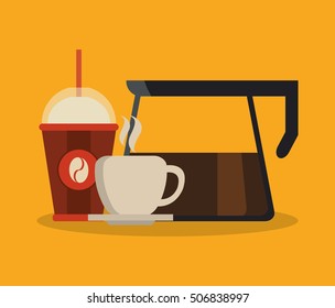 Kettle and mug of coffee shop design
