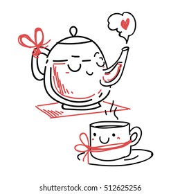 kettle and mug doodle