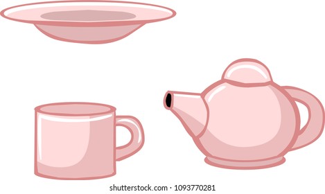 kettle mug plate vector