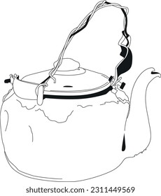 A kettle is a must-have kitchen appliance for boiling water using a charcoal stove to heat it.
