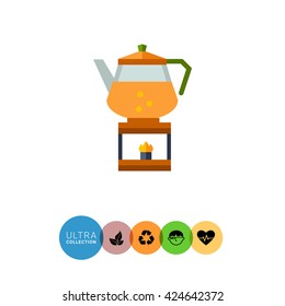 Kettle on burner flat icon