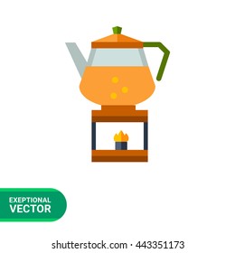 Kettle on burner flat icon