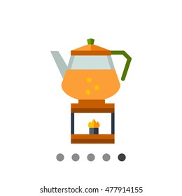 Kettle on burner flat icon