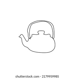 Kettle one line drawing on white background. Vector illustration