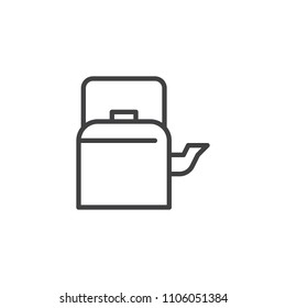 Kettle outline icon. linear style sign for mobile concept and web design. Tea pot simple line vector icon. Symbol, logo illustration. Pixel perfect vector graphics