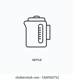 Kettle outline icon. Simple linear element illustration. Isolated line Kettle icon on white background. Thin stroke sign can be used for web, mobile and UI.
