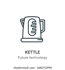 Kettle outline vector icon. Thin line black kettle icon, flat vector simple element illustration from editable future technology concept isolated stroke on white background
