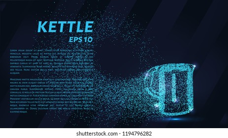 Kettle of particles. An electric kettle is made of circles and dots.