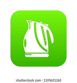 Kettle power icon green vector isolated on white background