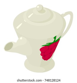 Kettle raspberries icon. Isometric illustration of kettle raspberries vector icon for web