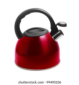 kettle red vector  isolated on white background with clipping path