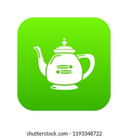 Kettle restaurant icon green vector isolated on white background