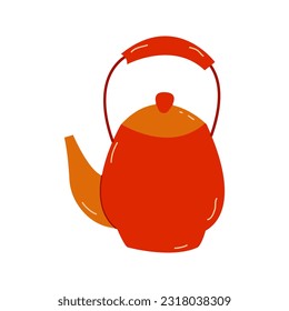 Kettle in retro cartoon style illustration, vintage character vector art collection