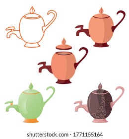 Un hervidor de agua. El samovar. Ilustración vectorial. Dibujo de contorno. Ilustración plana. Gradiente. Patrón.
